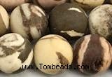 CZJ444 15 inches 12mm round matte Australian zebra jasper beads