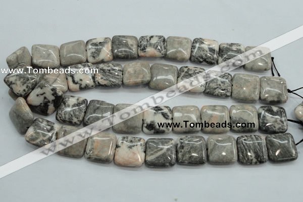 CZJ51 16 inches 20*20mm square zebra jasper gemstone beads wholesale