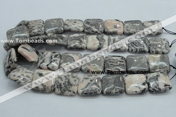 CZJ52 16 inches 25*25mm square zebra jasper gemstone beads wholesale