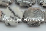 CZJ53 16 inches 25*25mm cross zebra jasper gemstone beads wholesale