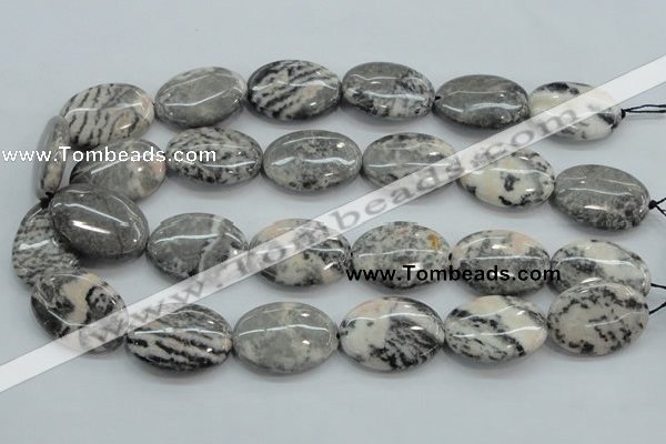 CZJ54 16 inches 22*30mm oval zebra jasper gemstone beads wholesale