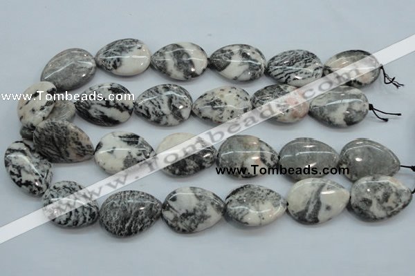 CZJ55 16 inches 22*30mm teardrop zebra jasper gemstone beads wholesale