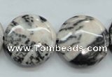 CZJ56 16 inches 25mm flat round zebra jasper gemstone beads wholesale