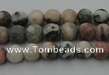 CZJ560 15.5 inches 4mm round matte pink zebra jasper beads