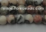 CZJ561 15.5 inches 6mm round matte pink zebra jasper beads