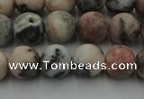 CZJ562 15.5 inches 8mm round matte pink zebra jasper beads