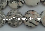 CZJ62 15.5 inches 20mm flat round zebra jasper gemstone beads