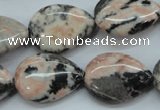 CZJ70 15.5 inches 18*25mm flat teardrop zebra jasper gemstone beads