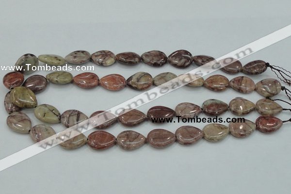 CZJ81 16 inches 15*20mm flat teardrop red zebra jasper beads wholesale