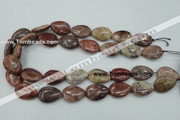 CZJ82 16 inches 18*25mm flat teardrop red zebra jasper beads wholesale