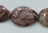 CZJ83 16 inches 22*30mm flat teardrop red zebra jasper beads wholesale