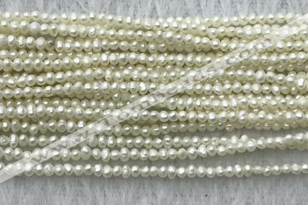 FWP02 14.5 inches 1.5mm - 1.8mm potato white freshwater pearl strands