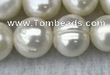 FWP100 15 inches 9mm - 10mm potato white freshwater pearl strands