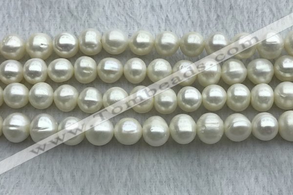 FWP101 15 inches 9mm - 10mm potato white freshwater pearl strands