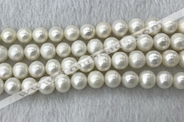 FWP106 15 inches 9mm - 10mm potato white freshwater pearl strands