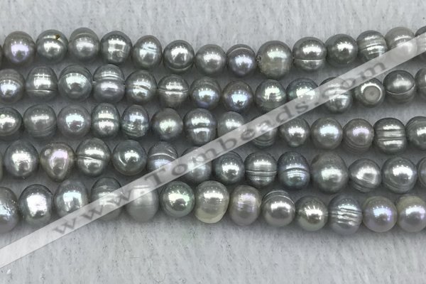 FWP138 15 inches 6mm - 7mm potato grey freshwater pearl strands