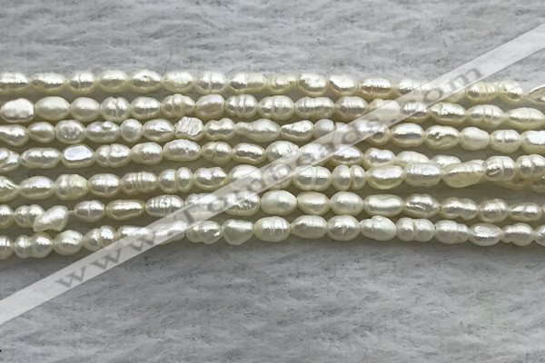FWP151 14.5 inches 2.5mm rice white freshwater pearl strands