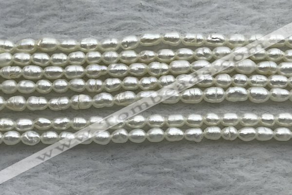 FWP153 14.5 inches 2mm - 3mm rice white freshwater pearl strands