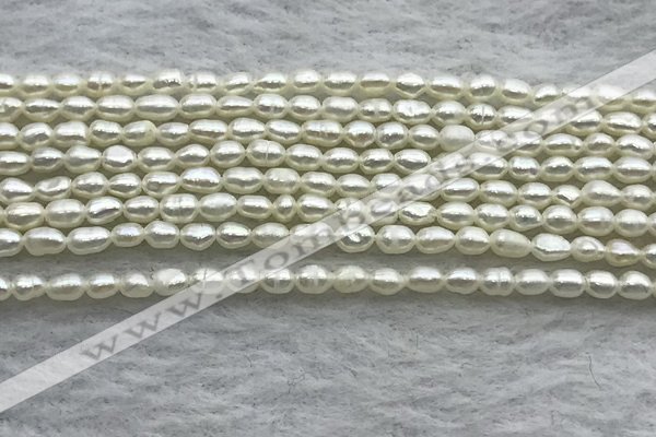 FWP154 14.5 inches 2mm - 3mm rice white freshwater pearl strands