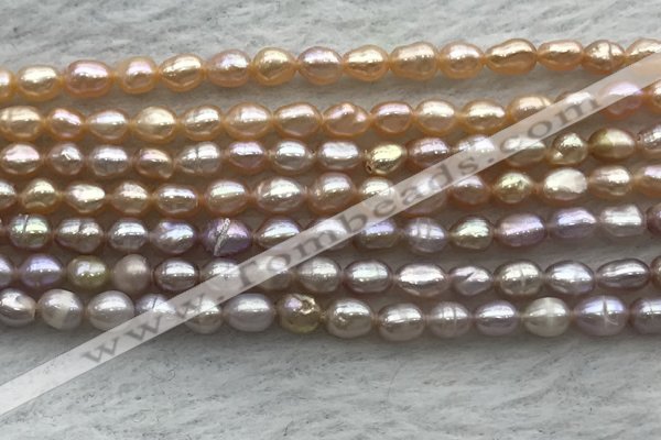 FWP160 14.5 inches 4.2mm rice purple freshwater pearl strands