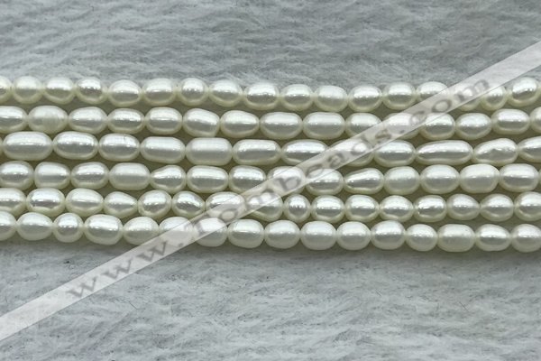 FWP161 14.5 inches 3.5mm - 4mm rice white freshwater pearl strands