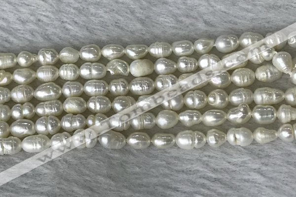 FWP165 14.5 inches 4mm - 5mm rice white freshwater pearl strands