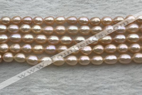 FWP168 14.5 inches 4mm - 5mm rice light purple freshwater pearl strands