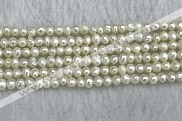 FWP17 14.5 inches 3.2mm - 3.7mm potato white freshwater pearl strands