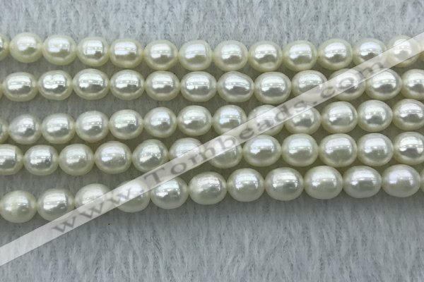 FWP178 15 inches 6mm - 7mm rice white freshwater pearl strands