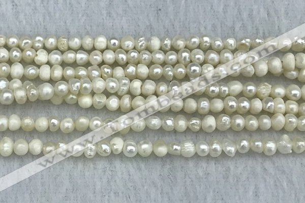 FWP18 14.5 inches 3mm - 4mm potato white freshwater pearl strands