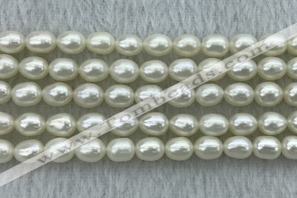 FWP181 15 inches 6mm - 7mm rice white freshwater pearl strands