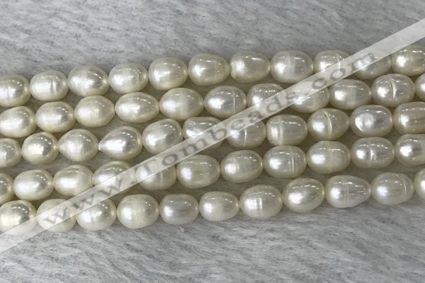 FWP185 15 inches 6mm - 7mm rice white freshwater pearl strands