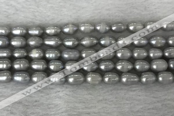 FWP186 15 inches 6mm - 7mm rice grey freshwater pearl strands