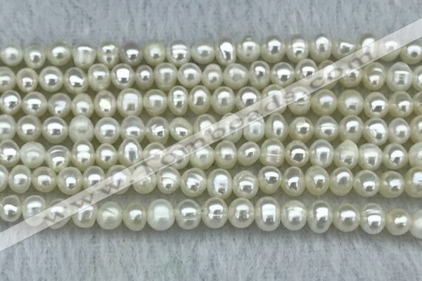 FWP19 14.5 inches 3mm - 4mm potato white freshwater pearl strands