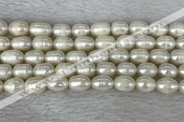FWP201 15 inches 8mm - 9mm rice white freshwater pearl strands