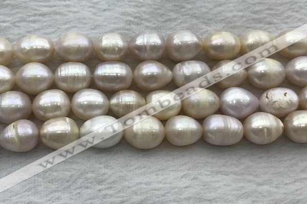 FWP206 15 inches 10mm - 11mm rice white freshwater pearl strands