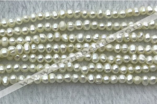 FWP21 14.5 inches 3mm - 3.5mm potato white freshwater pearl strands