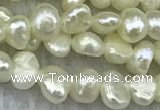 FWP231 14.5 inches 3mm - 4mm baroque white freshwater pearl strands