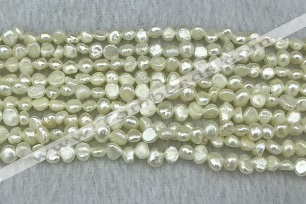 FWP231 14.5 inches 3mm - 4mm baroque white freshwater pearl strands