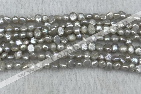 FWP232 14.5 inches 3mm - 4mm baroque grey freshwater pearl strands