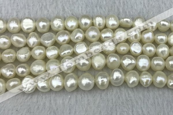 FWP245 15 inches 8mm - 9mm baroque white freshwater pearl strands