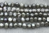 FWP246 15 inches 7mm - 8mm baroque grey freshwater pearl strands