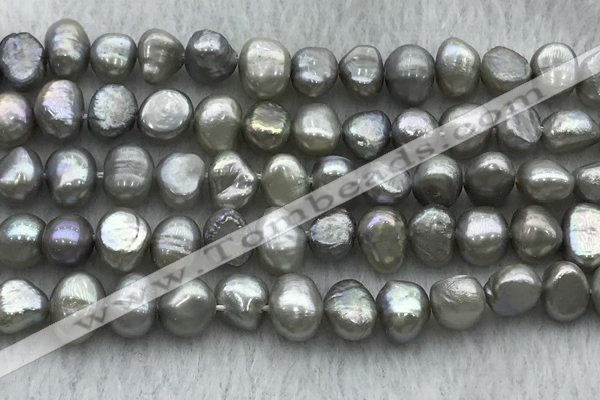 FWP246 15 inches 7mm - 8mm baroque grey freshwater pearl strands