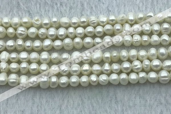 FWP25 14.5 inches 4mm - 4.5mm potato white freshwater pearl strands