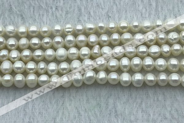 FWP26 14.5 inches 4mm - 4.5mm potato white freshwater pearl strands