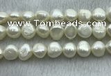 FWP260 15 inches 11mm - 12mm baroque white freshwater pearl strands