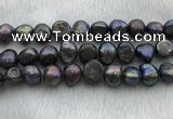 FWP263 15 inches 11mm - 12mm baroque black freshwater pearl strands