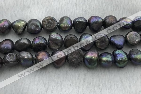 FWP263 15 inches 11mm - 12mm baroque black freshwater pearl strands