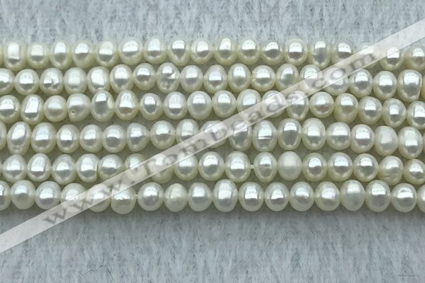 FWP27 14.5 inches 4mm - 4.5mm potato white freshwater pearl strands