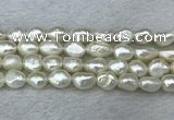 FWP286 15 inches 9mm - 10mm baroque white freshwater pearl strands